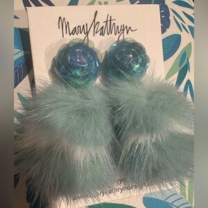 NWT Brand New Teal Candy Crush Puff Earrings
